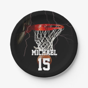 Plato De Papel Baloncesto Añadir tu nombre y número