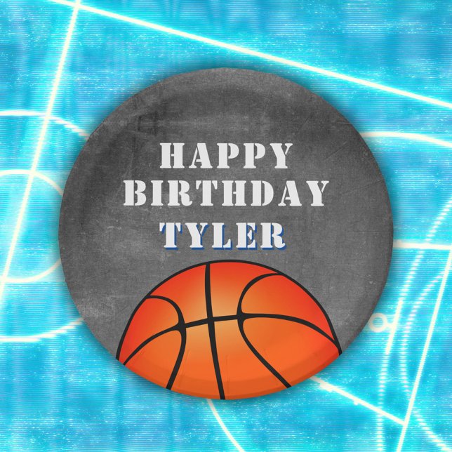 Plato De Papel Baloncesto Ball Chalkboard Foto Cumpleaños (Subido por el creador)
