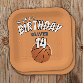 Plato De Papel Baloncesto Ball Sports Happy Birday Fiesta