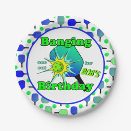 Plato De Papel Baloncesto Cumpleaños Blue Green Paddle Ball Banca