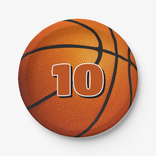 Plato De Papel baloncesto de natalidad deportiva para niños (Anverso)