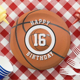 Plato De Papel Baloncesto decimosexto Bday Sweet 16 Feliz cumplea