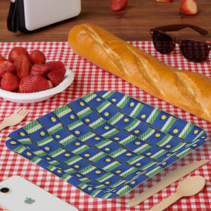 Plato De Papel Baloncesto hasta que se enciendan los faros, azul