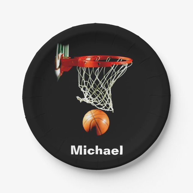 Plato De Papel Baloncesto Reemplazar por su nombre (Anverso)