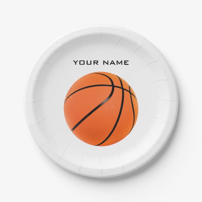 Plato De Papel Baloncesto Su Nombre (Anverso)