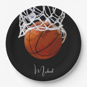 Plato De Papel Baloncesto Su Nombre
