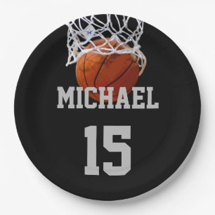 Plato De Papel Baloncesto Su Nombre