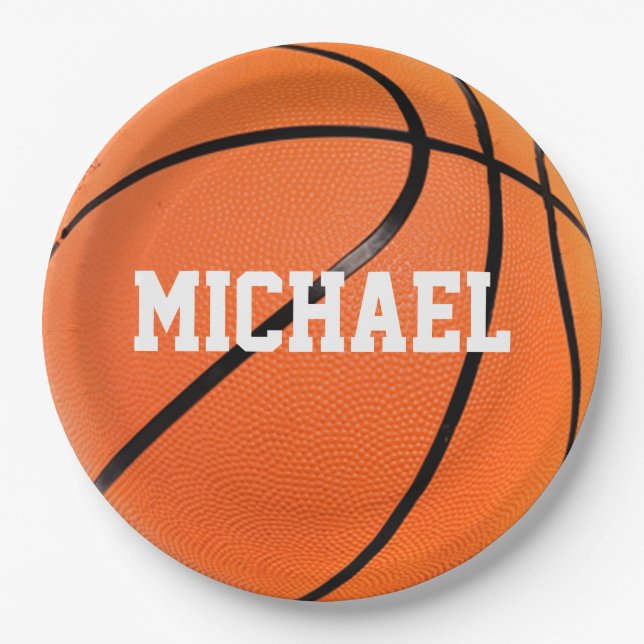 Plato De Papel Baloncesto Su Nombre (Anverso)