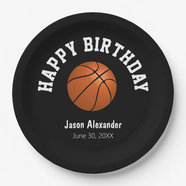 Plato De Papel Baloncesto Tema fiesta de cumpleaños Tableware (Anverso)