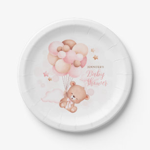 Plato De Papel Balones azules de color azul Teddy Bear Baby Showe