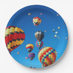 Plato De Papel Balones de aire caliente cielo azul