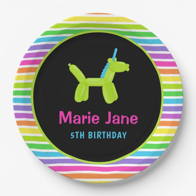 PLATO DE PAPEL BALONES DE ANIMALES DEL CUMPLEAÑOS (Anverso)