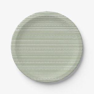 Plato De Papel Bamanko Doted Striped Mudcloth Pattern Sage Green