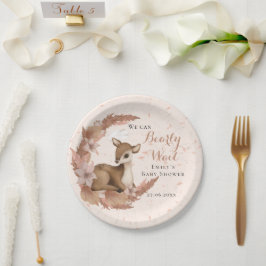 Plato De Papel Bambi con Baby Shower en nube de flores
