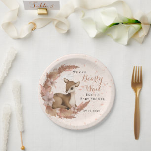 Plato De Papel Bambi con Baby Shower en nube de flores