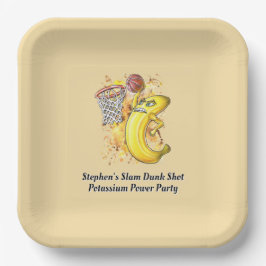 Plato De Papel Banana Slam Dunk Disparo Diseño Frutáneo Energétic