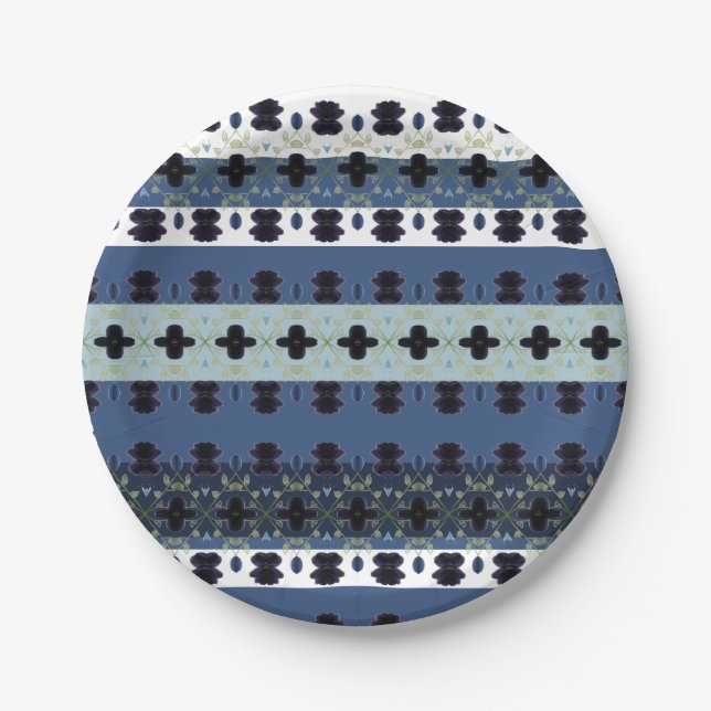 Plato De Papel Banda de estilo azul (Anverso)