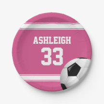 Banda de fútbol Jersey de franjas rosadas y blanca