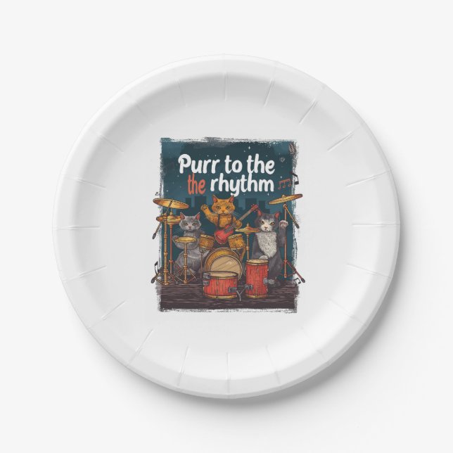Plato De Papel Banda de gato Rockin (Anverso)