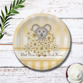 Plato De Papel Banda de oro Cute Koala Baby Shower / Cumpleaños d