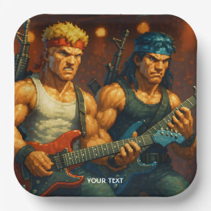 Plato De Papel Banda de rock pixelizada