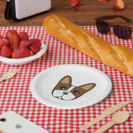 Plato De Papel Banda marrón cara de Bulldog francés
