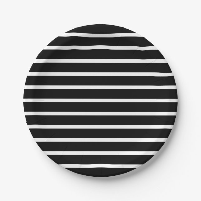 Plato De Papel Banda moderna en blanco y negro (Anverso)