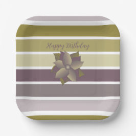 Plato De Papel Banda moderna en ciruela malva y oro