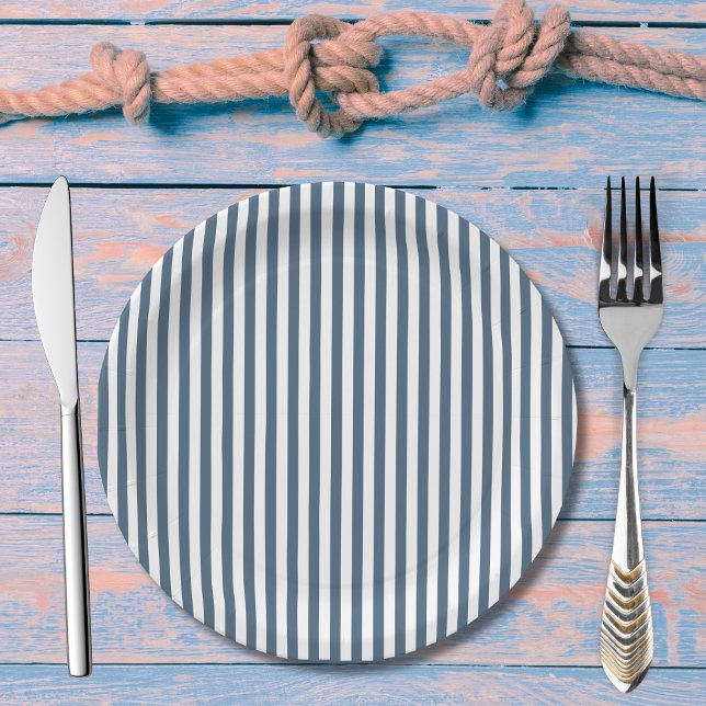 Plato De Papel Bandas azules de la marina náutica Ducha de bebé (Subido por el creador)