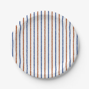 Plato De Papel Bandas azules marrón y naval con líneas desiguales