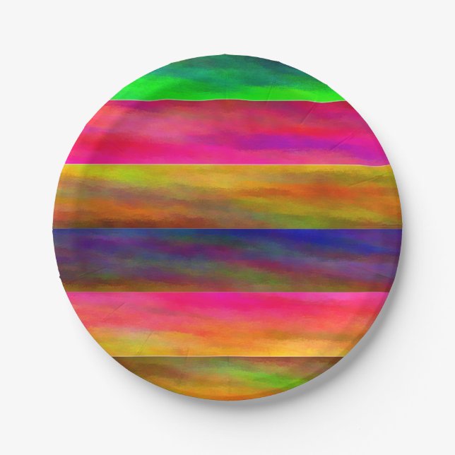 Plato De Papel bandas coloridas (Anverso)