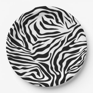 Plato De Papel Bandas De Cebra Impresión De Animales Silvestres 