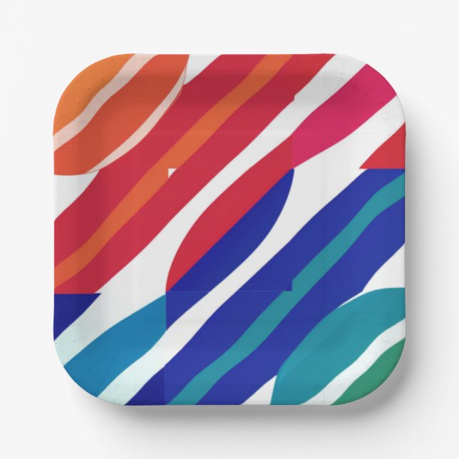 Plato De Papel Bandas de color (Anverso)