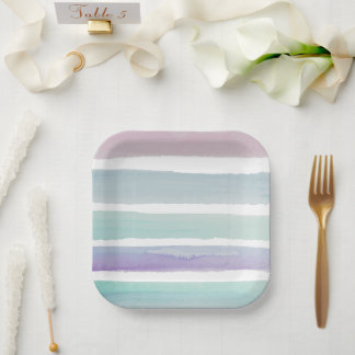 Plato De Papel Bandas de color de agua Pastel