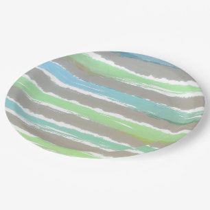 Plato De Papel Bandas de color gris verde azul