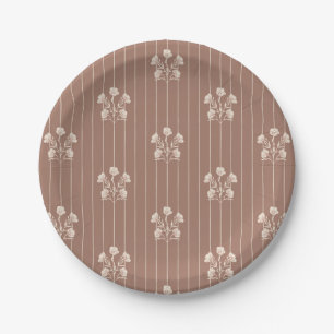 Plato De Papel Bandas de flor de caída marrón