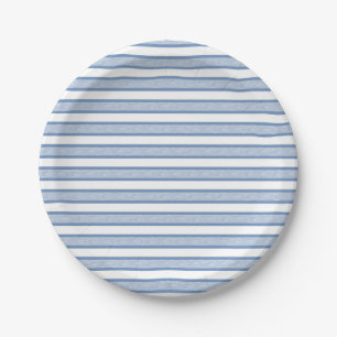 Plato De Papel Bandas de recreo azules/grises