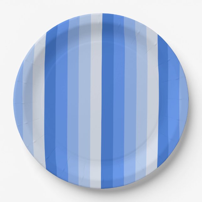 Plato De Papel Bandas de sombra azules (Anverso)