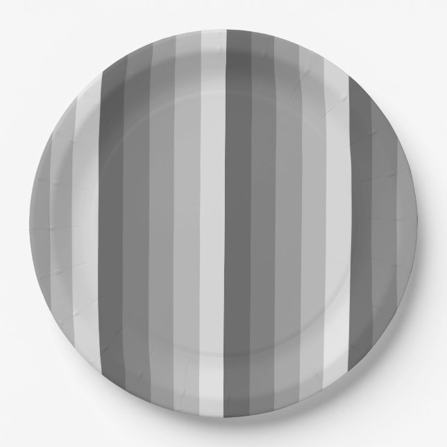 Plato De Papel Bandas de sombra gris (Anverso)