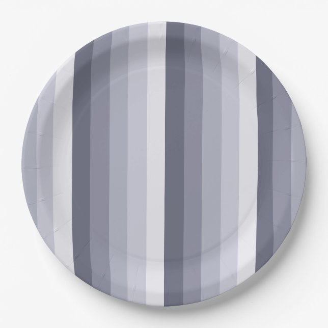 Plato De Papel Bandas de sombra gris azul (Anverso)
