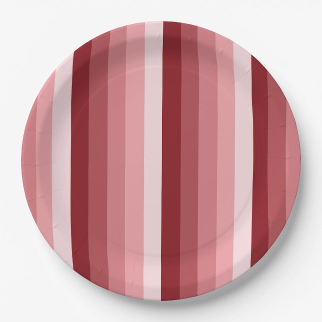 Plato De Papel Bandas de sombra rojas (Anverso)