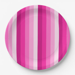 Plato De Papel Bandas de sombra rosadas calientes