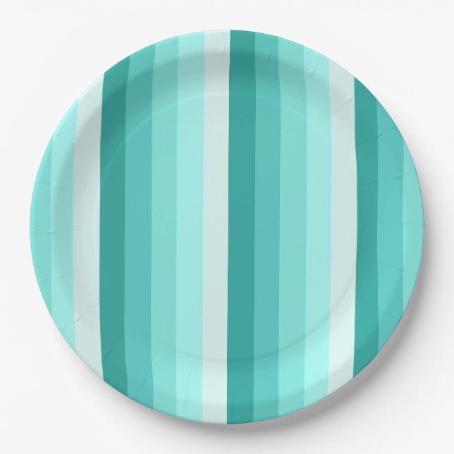 Plato De Papel Bandas de sombra turquesa (Anverso)