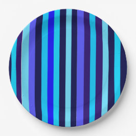 Plato De Papel Bandas de tonos múltiples azules