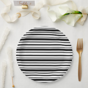Plato De Papel Bandas desiguales en blanco y negro