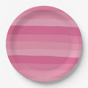 Plato De Papel Bandas desiguales - Rosa