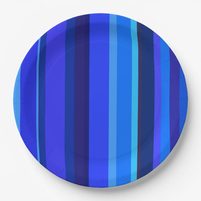 Plato De Papel Bandas verticales azules (Anverso)