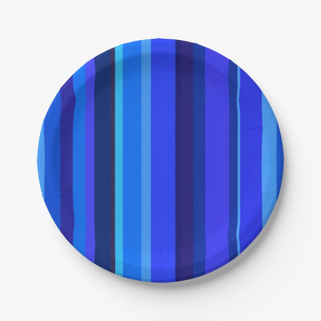 Plato De Papel Bandas verticales azules (Anverso)