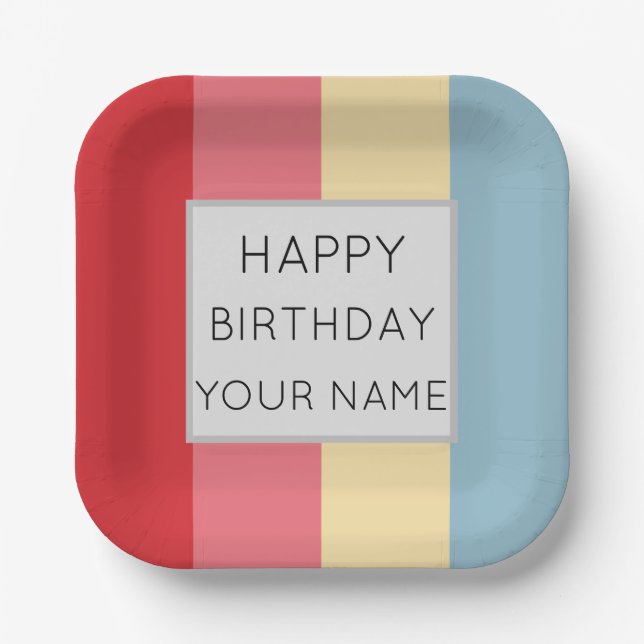 Plato De Papel Bandas verticales de colores de candados (Anverso)