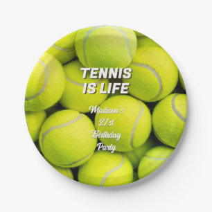 Plato De Papel Bandejas de tenis de texto y nombre personalizado
